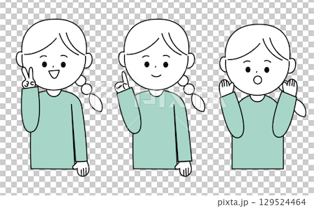 可愛的女性情緒表達插圖集 129524464