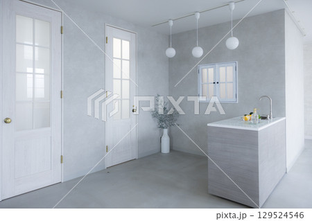 明るいリビング 129524546