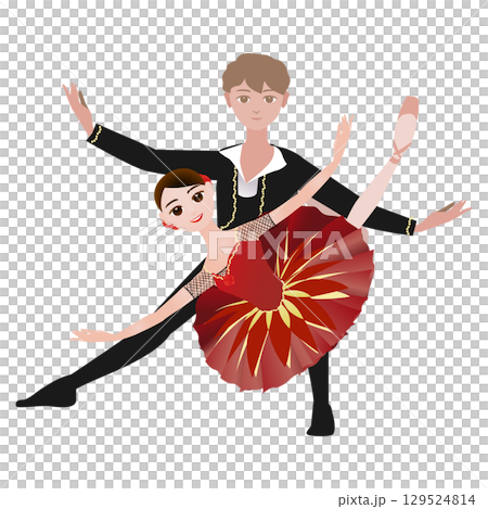 Illustration of dancers_Image of Kitri and Basil from the ballet "Don Quixote" 129524814