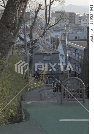 A slope at dusk in spring 夕暮れ時の坂道のある風景~春のやわらかな陽ざし A slope at dusk in spring 夕暮れ時の坂道のある風景~春のやわらかな陽ざし 129524941