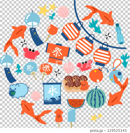 シンプルな季節イラスト(夏) シンプルな季節イラスト(夏) 129525143