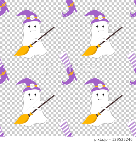 cute Halloween seamless pattern background 129525246