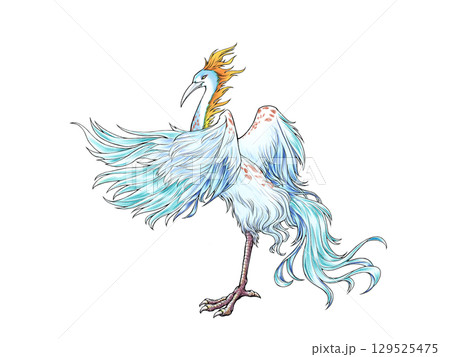 翼を広げた畢方（山海経の怪鳥）のイラスト 129525475