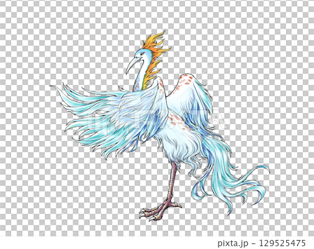 翼を広げた畢方（山海経の怪鳥）のイラスト 129525475