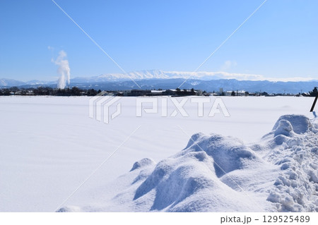 東北地方の雪景色 山形県庄内 129525489