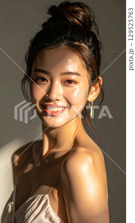 portrait of a smiling woman 129525763