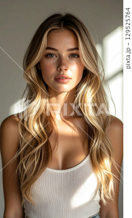 portrait of a beautiful blonde woman 129525764