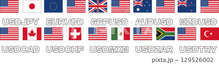 通貨ペア ドルストレート 為替 FX イラスト 通貨ペア ドルストレート 為替 FX イラスト 129526002