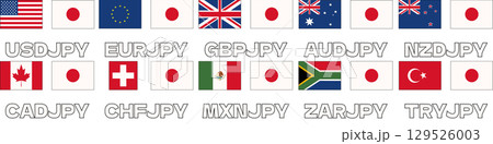 通貨ペア クロス円 為替 FX イラスト 通貨ペア クロス円 為替 FX イラスト 129526003