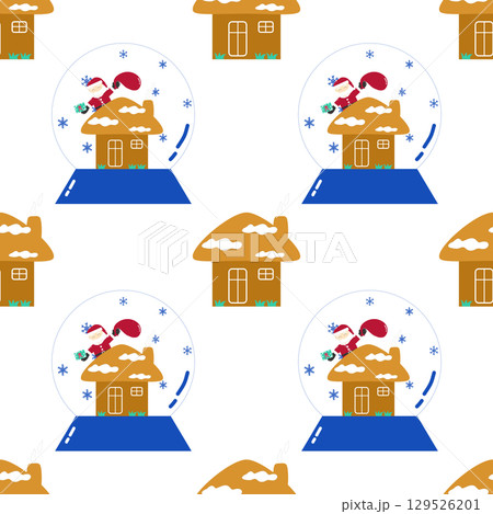 Christmas and Happy New Year seamless pattern background 129526201