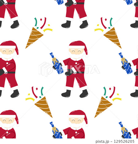 Christmas and Happy New Year seamless pattern background 129526205