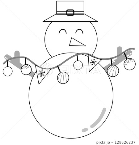 Christmas and happy new year outline cartoon Christmas and happy new year outline cartoon 129526237