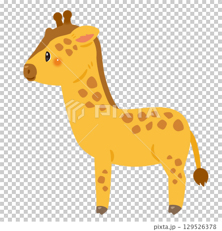Illustration of a giraffe seen from the side Illustration of a giraffe seen from the side 129526378