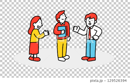 三人で話すビジネスマンのイラスト 129526394