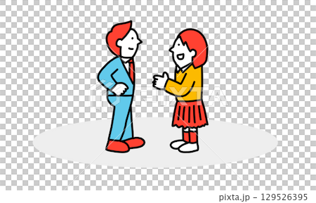 話す男女 先生と生徒 ビジネスマン 話す男女 先生と生徒 ビジネスマン 129526395