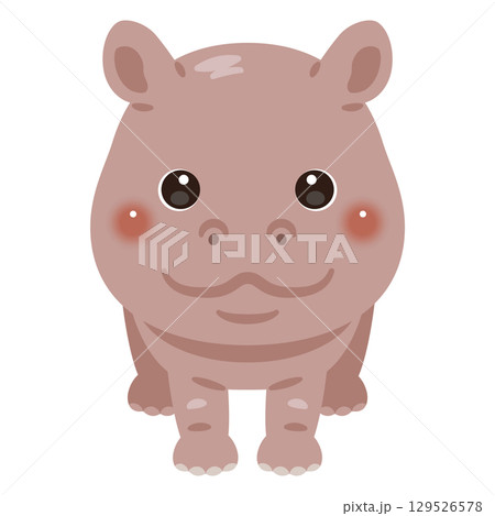 正面から見たカバのイラスト 129526578