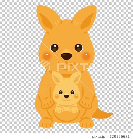 Front view of a kangaroo parent and child 129526681