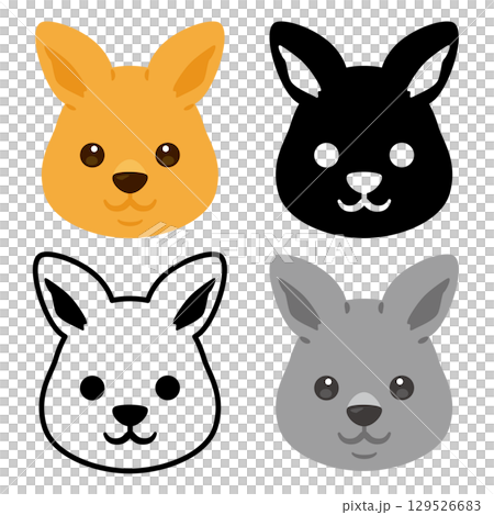 Kangaroo face icon set 129526683