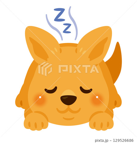 うつ伏せで眠るカンガルーのイラスト 129526686