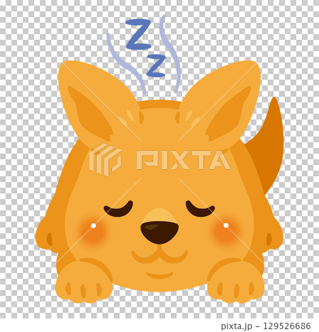 うつ伏せで眠るカンガルーのイラスト 129526686