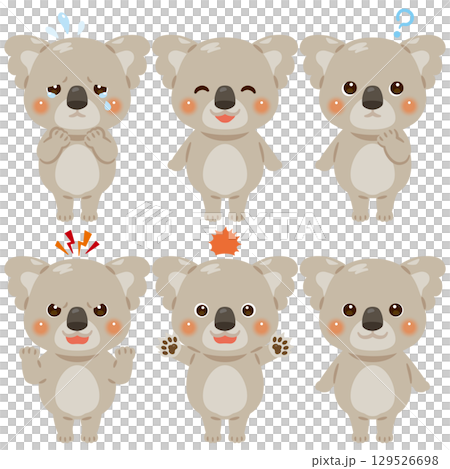 コアラのキャラクターイラスト　表情セット 129526698