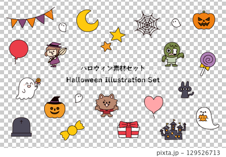 ハロウィン素材セット 129526713