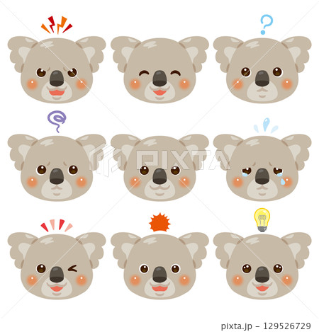 コアラのイラストセット　顔表情のみ 129526729