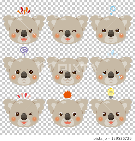 コアラのイラストセット　顔表情のみ 129526729