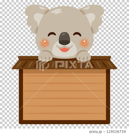 木製看板に乗った笑顔のコアラのキャラクターイラスト 木製看板に乗った笑顔のコアラのキャラクターイラスト 129526739