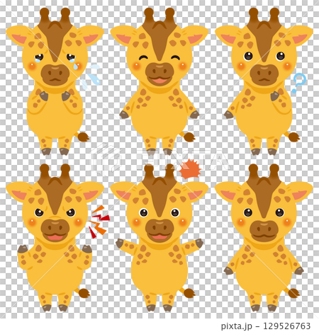 キリンのキャラクターイラスト　表情セット 129526763