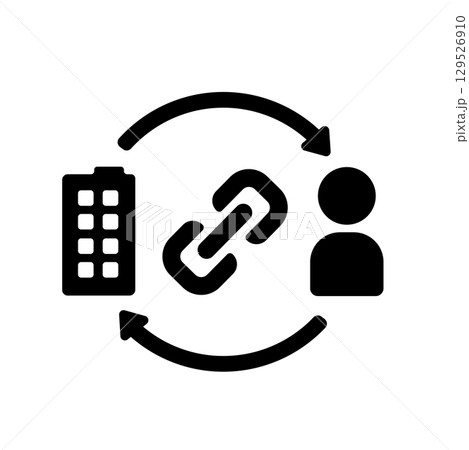 コネクション・エンゲージメント(人物と会社) ベクターアイコンイラスト コネクション・エンゲージメント(人物と会社) ベクターアイコンイラスト 129526910