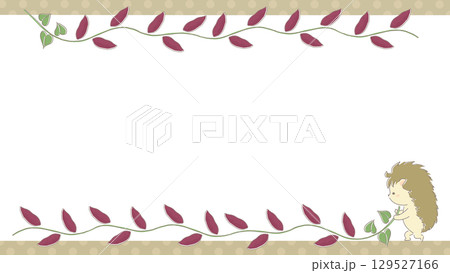 芋ほりをするハリネズミのフレーム 129527166