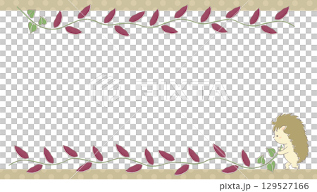 芋ほりをするハリネズミのフレーム 129527166