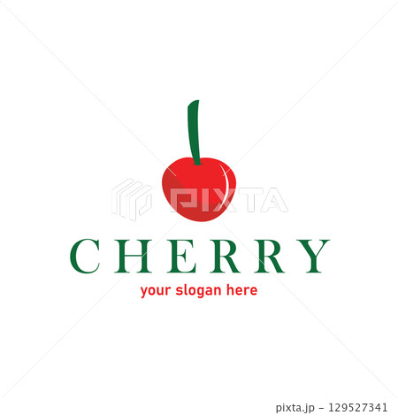 Red berry fruit garden plant silhouette design template cherry logo vector illustration 129527341