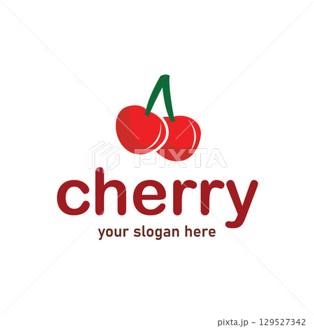 Red berry fruit garden plant silhouette design template cherry logo vector illustration 129527342