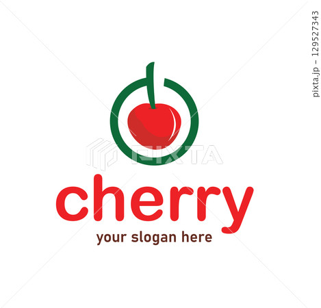 Red berry fruit garden plant silhouette design template cherry logo vector illustration 129527343