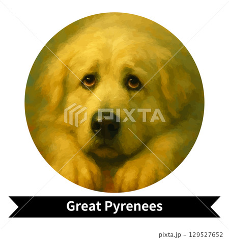 グレート・ピレニーズの犬ポートレート - かわいいペットの油絵風画像 グレート・ピレニーズの犬ポートレート - かわいいペットの油絵風画像 129527652