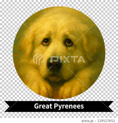 グレート・ピレニーズの犬ポートレート - かわいいペットの油絵風画像 グレート・ピレニーズの犬ポートレート - かわいいペットの油絵風画像 129527652