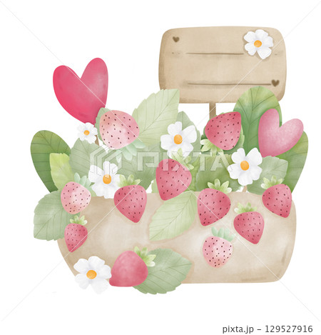 Strawberry plant in the pot  129527916
