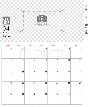 April 2026 Calendar. Week start on Sunday. Desk calendar 2026 design, simple and clean design, Wall calendar for print, digital calendar, Corporate design planner template vector. April 2026 Calendar. Week start on Sunday. Desk calendar 2026 design, simple and clean design, Wall calendar for print, digital calendar, Corporate design planner template vector. 129528489