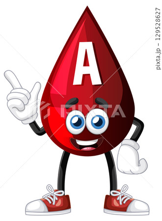 Cartoon Blood Drop Character With Letter A and Sneakers 129528627