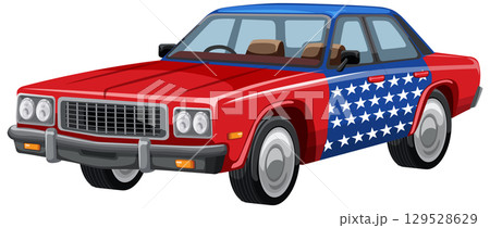 Classic American Car with Patriotic Design Classic American Car with Patriotic Design 129528629