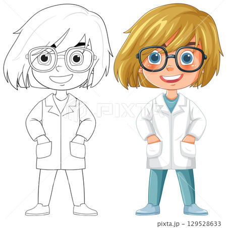 Young Scientist in Lab Coat Illustration Young Scientist in Lab Coat Illustration 129528633
