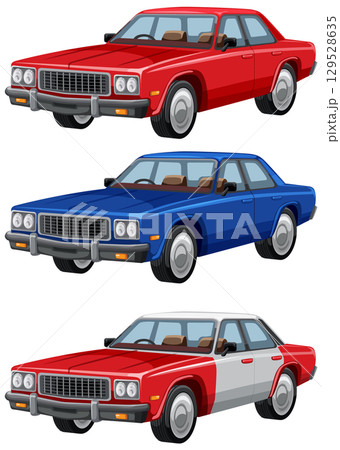 Classic Car Vector Illustration Trio Classic Car Vector Illustration Trio 129528635