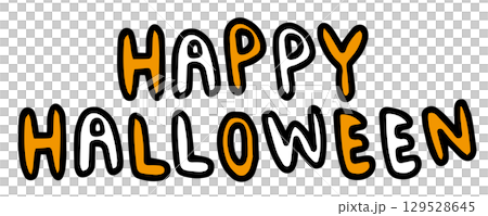 かわいいハッピーハロウィンの文字。白背景にベクターイラスト。 129528645