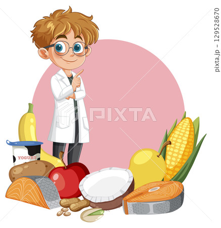 Young Nutritionist with Healthy Food Selection Illustration 129528670