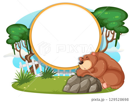 Cute Bear Sleeping in Nature Frame 129528698