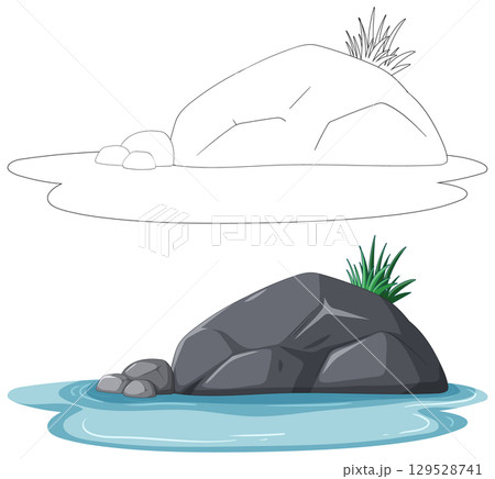 Serene Rock by the Water 129528741