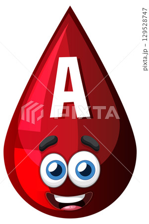 Smiling Cartoon Blood Drop With Letter A Smiling Cartoon Blood Drop With Letter A 129528747