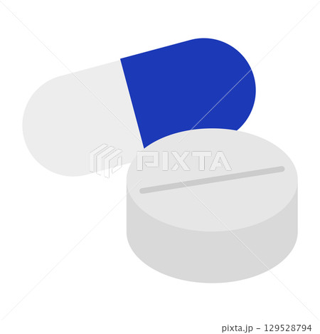 二種類の錠剤のイラスト 129528794
